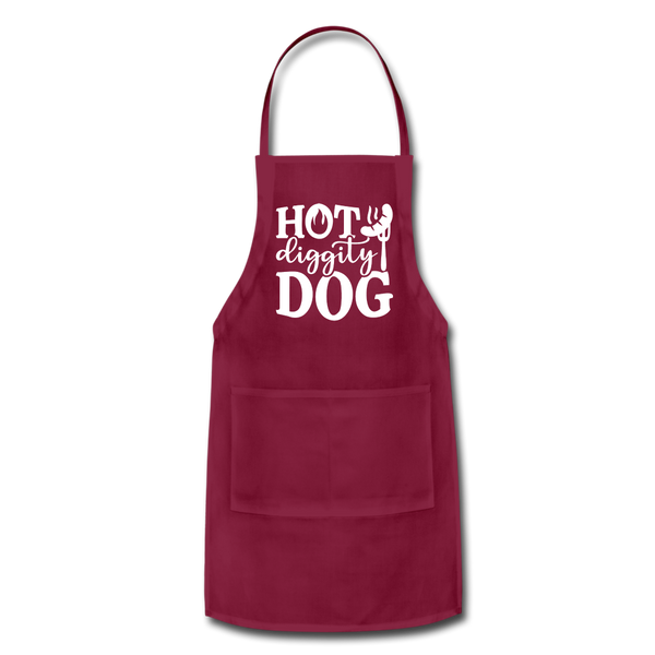 Hot Diggity Dog BBQ Grilling Adjustable Apron - burgundy