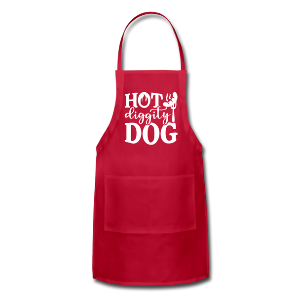 Hot Diggity Dog BBQ Grilling Adjustable Apron - red