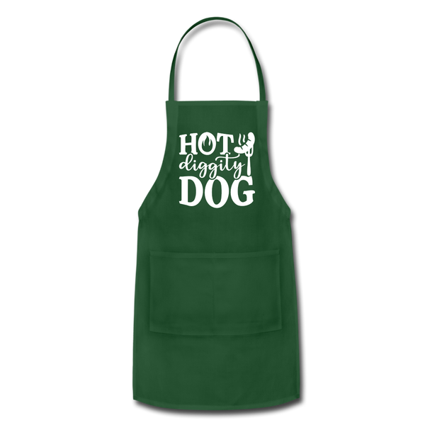 Hot Diggity Dog BBQ Grilling Adjustable Apron - forest green