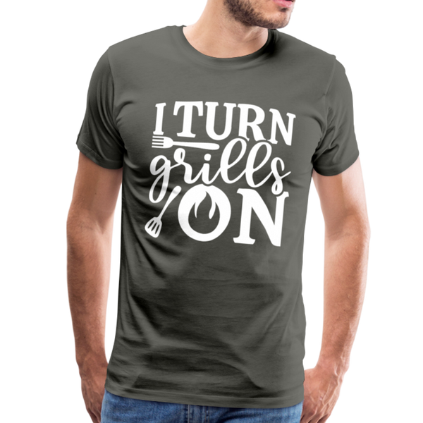 I Turn Grills On Funny BBQ Grilling Men's Premium T-Shirt - asphalt gray