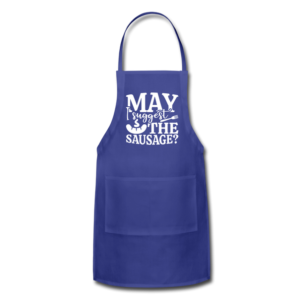 May I Suggest the Sausage Funny BBQ Adjustable Apron - royal blue