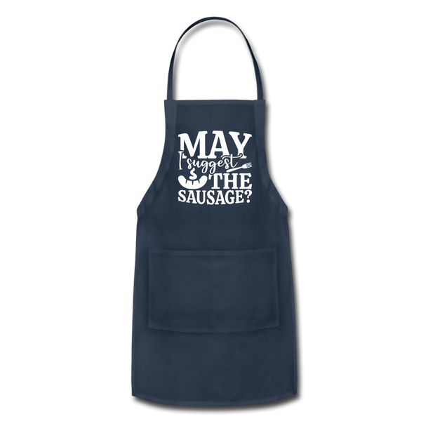May I Suggest the Sausage Funny BBQ Adjustable Apron - navy