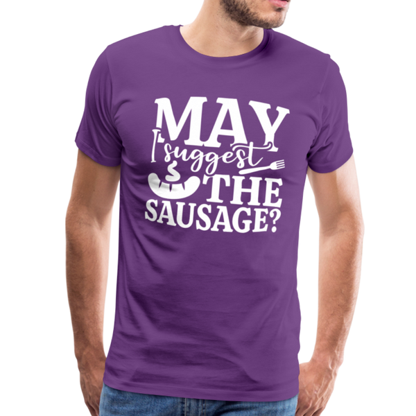 May I Suggest the Sausage Funny BBQ Men's Premium T-Shirt - purple