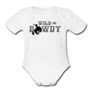 Wild and Rowdy Cowboy Organic Short Sleeve Baby Bodysuit - white