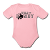 Wild and Rowdy Cowboy Organic Short Sleeve Baby Bodysuit - light pink