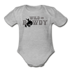Wild and Rowdy Cowboy Organic Short Sleeve Baby Bodysuit - heather gray