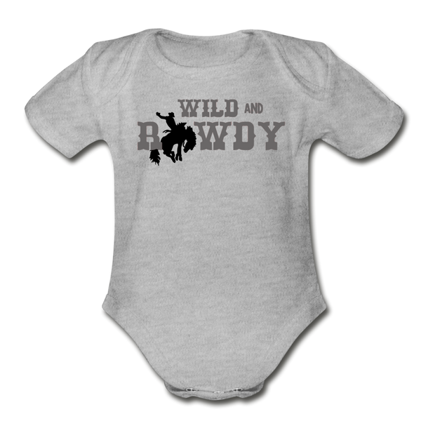 Wild and Rowdy Cowboy Organic Short Sleeve Baby Bodysuit - heather gray