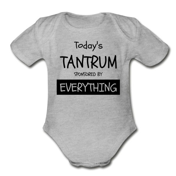 Todays Tantrum Sponsored by Everything Organic Short Sleeve Baby Bodysuit - heather gray