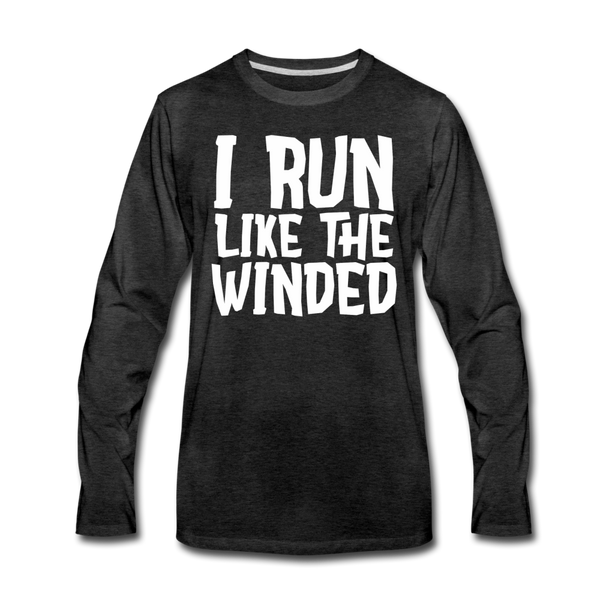 I Run Like the Winded Men's Premium Long Sleeve T-Shirt - charcoal gray