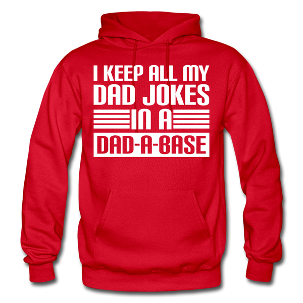 I Keep all my Dad Jokes in a Dad-A-Base Gildan Heavy Blend Adult Hoodie - red