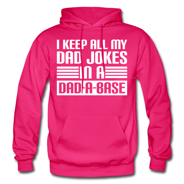 I Keep all my Dad Jokes in a Dad-A-Base Gildan Heavy Blend Adult Hoodie - fuchsia