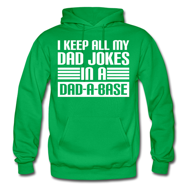 I Keep all my Dad Jokes in a Dad-A-Base Gildan Heavy Blend Adult Hoodie - kelly green