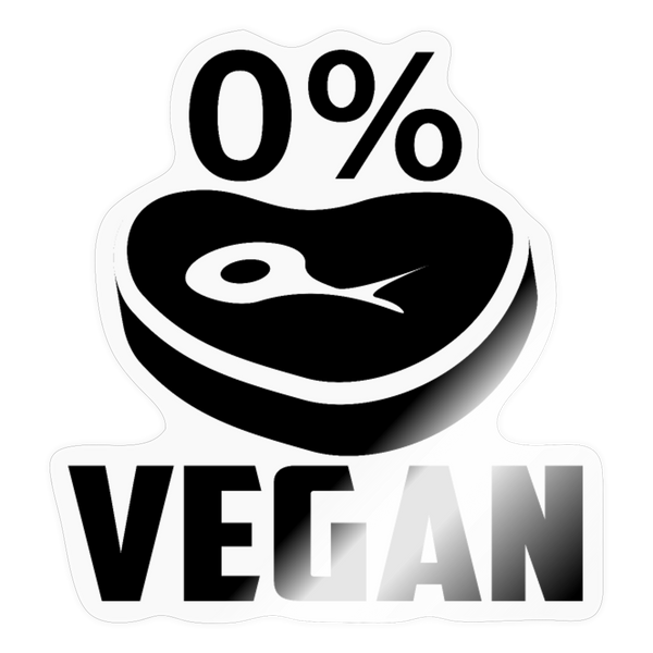 0% Vegan Funny Sticker - transparent glossy