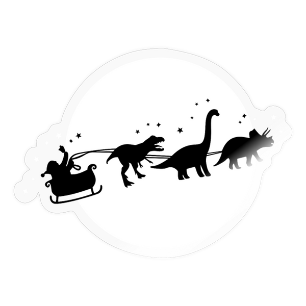 Dinosaur Christmas Sleigh Sticker - transparent glossy