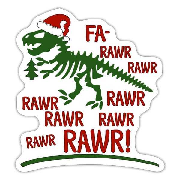 Funny Dinosaur Christmas Sticker - white matte