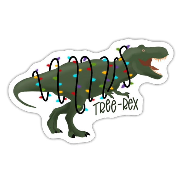 Tree-Rex Christmas Dinosaur Sticker - white matte