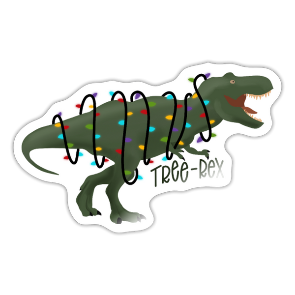 Tree-Rex Christmas Dinosaur Sticker - white glossy