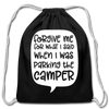 Forgive Me Parking Camper Funny Cotton Drawstring Bag - black