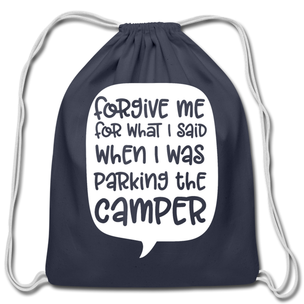 Forgive Me Parking Camper Funny Cotton Drawstring Bag - navy