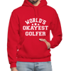 World's Okayest Golfer Gildan Heavy Blend Adult Hoodie - red