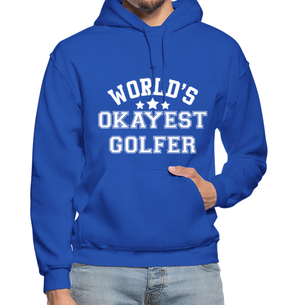 World's Okayest Golfer Gildan Heavy Blend Adult Hoodie - royal blue