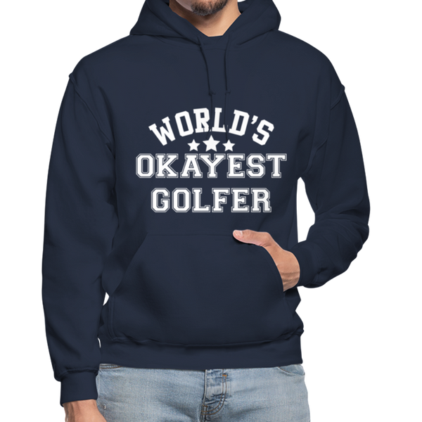 World's Okayest Golfer Gildan Heavy Blend Adult Hoodie - navy
