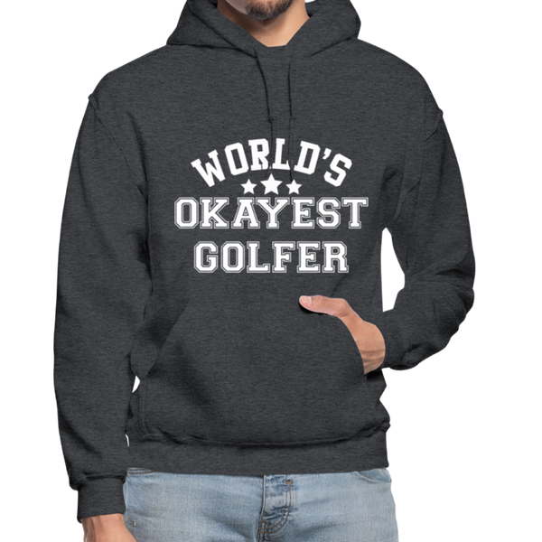 World's Okayest Golfer Gildan Heavy Blend Adult Hoodie - charcoal gray