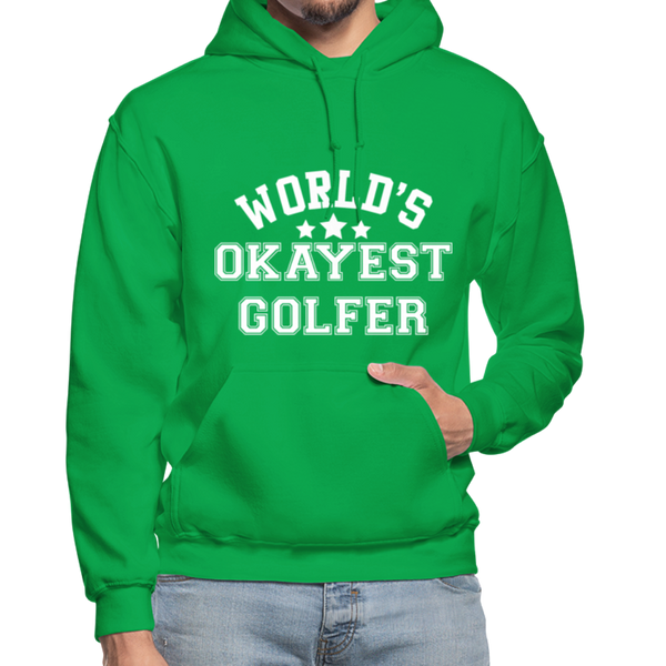 World's Okayest Golfer Gildan Heavy Blend Adult Hoodie - kelly green