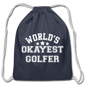 World's Okayest Golfer Cotton Drawstring Bag