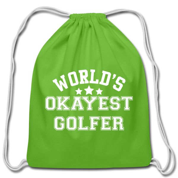 World's Okayest Golfer Cotton Drawstring Bag - clover