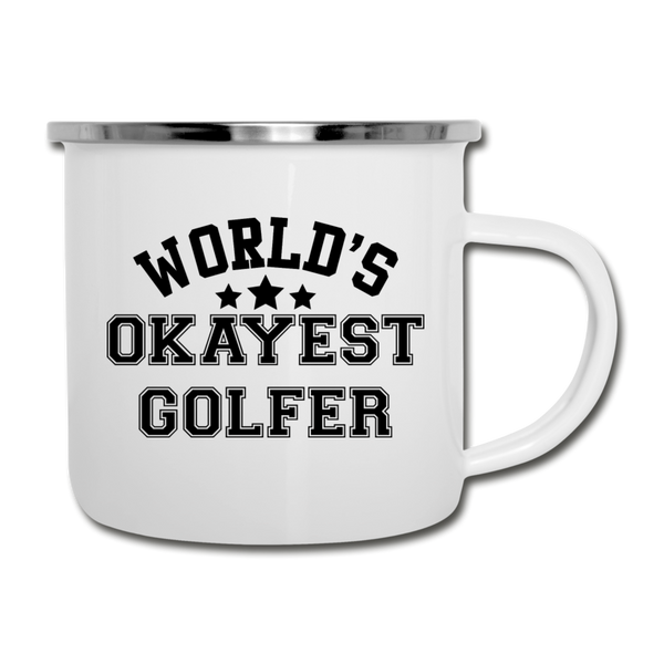 World's Okayest Golfer Camper Mug - white