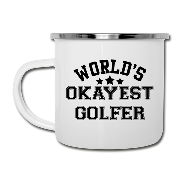 World's Okayest Golfer Camper Mug - white