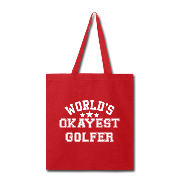 World's Okayest Golfer Tote Bag - red