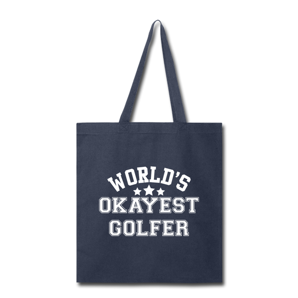 World's Okayest Golfer Tote Bag - navy