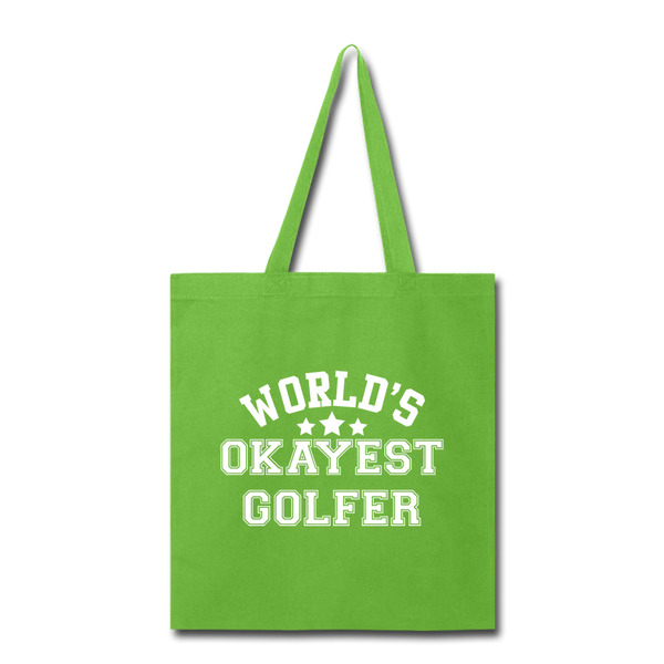 World's Okayest Golfer Tote Bag - lime green