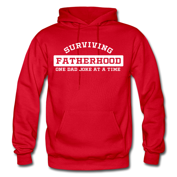 Surviving Fatherhood One Dad Joke at a Time Gildan Heavy Blend Adult Hoodie - red