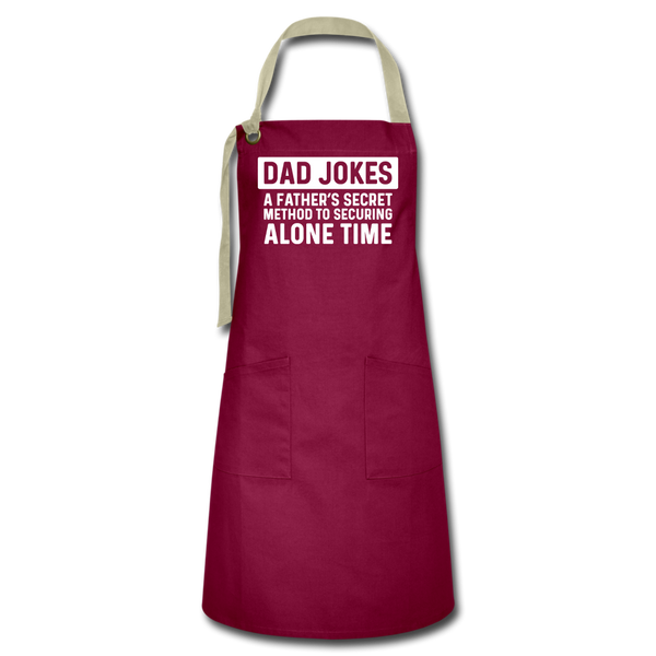 Funny Dad Joke Artisan Apron - burgundy/khaki