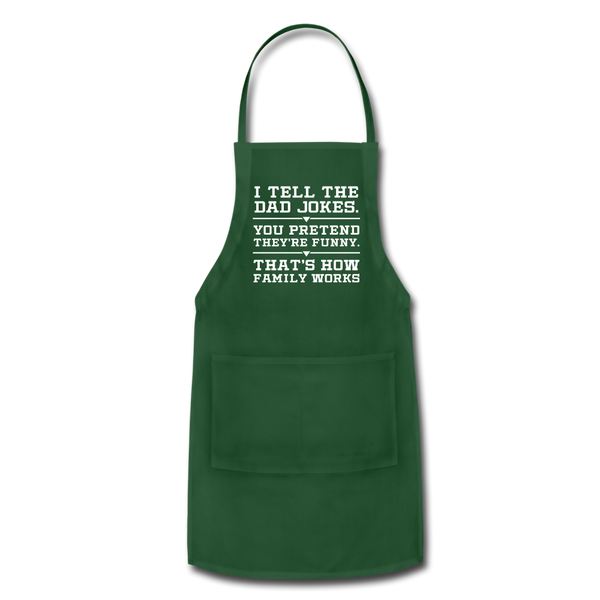 I Tell the Dad Jokes Adjustable Apron - forest green