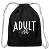 Adult-ish Funny Cotton Drawstring Bag - black