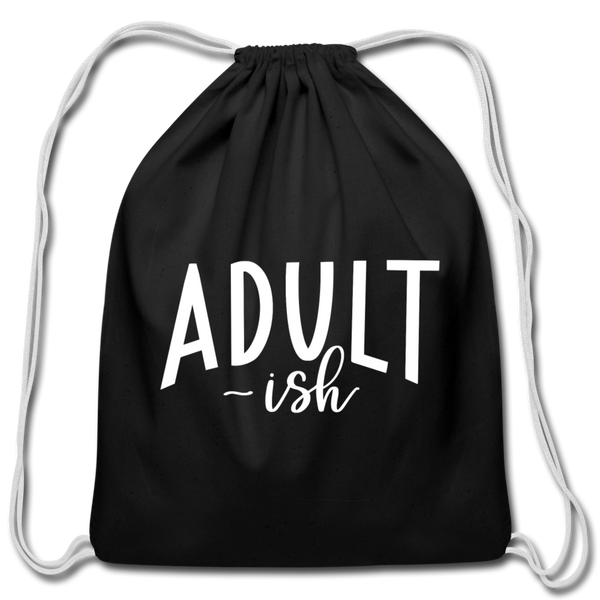 Adult-ish Funny Cotton Drawstring Bag - black