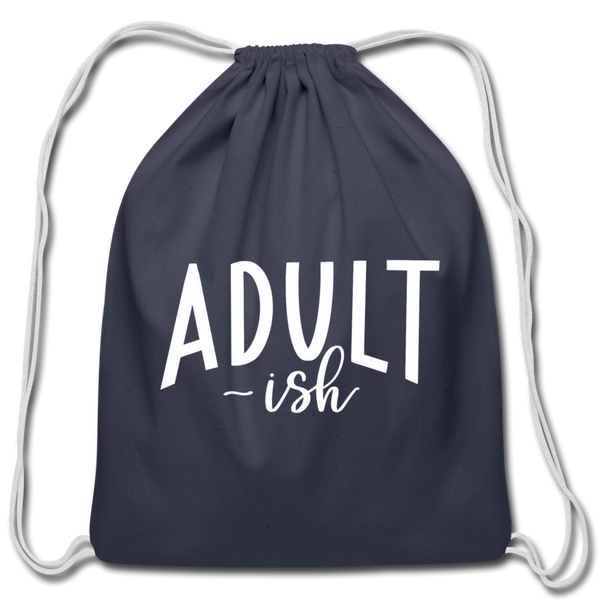 Adult-ish Funny Cotton Drawstring Bag - navy