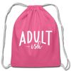 Adult-ish Funny Cotton Drawstring Bag - pink
