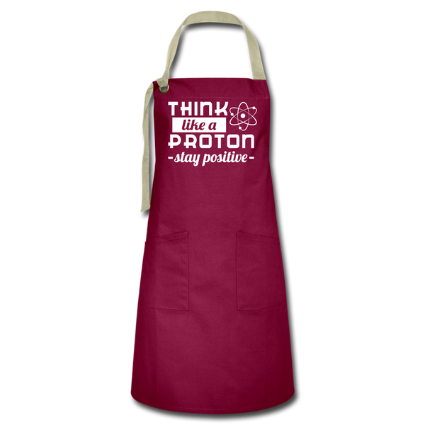 Think Like a Proton Stay Positive Artisan Apron - burgundy/khaki