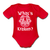 What's Kraken? Organic Short Sleeve Baby Bodysuit - red