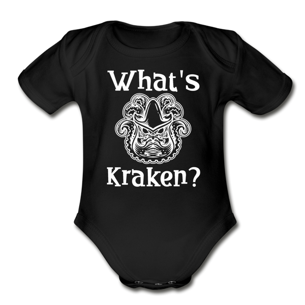 What's Kraken? Organic Short Sleeve Baby Bodysuit - black