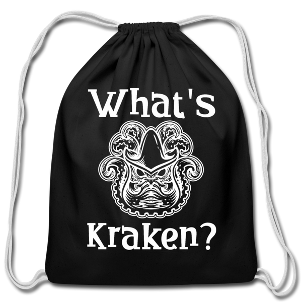 What's Kraken? Cotton Drawstring Bag - black