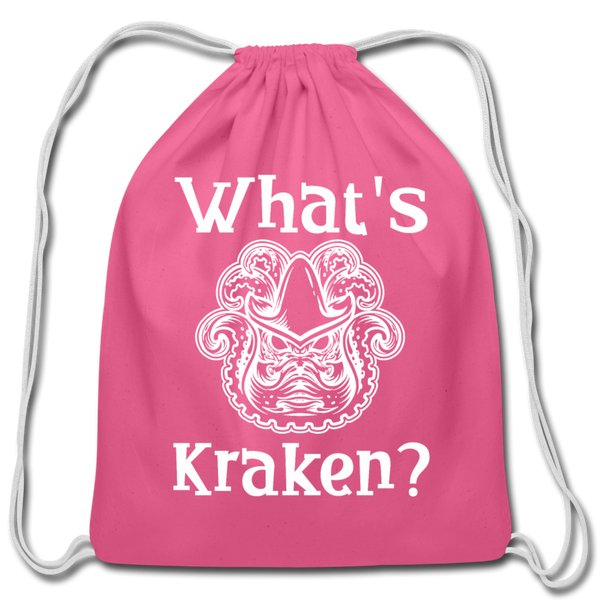 What's Kraken? Cotton Drawstring Bag - pink