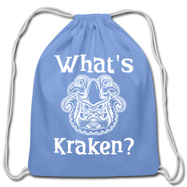 What's Kraken? Cotton Drawstring Bag - carolina blue