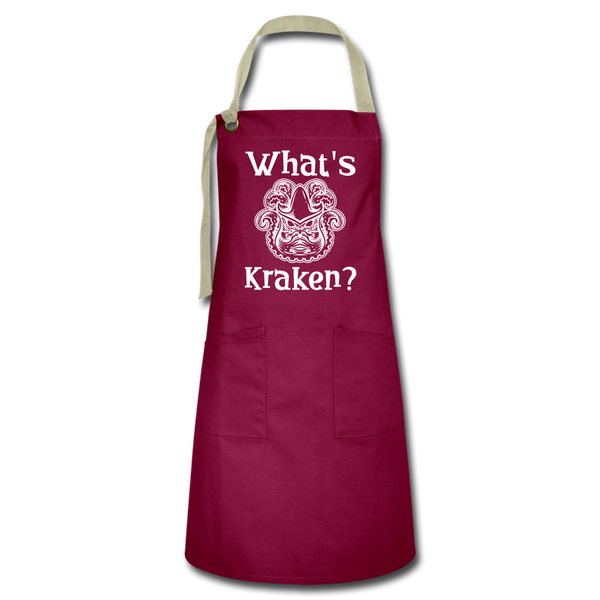 What's Kraken? Artisan Apron - burgundy/khaki