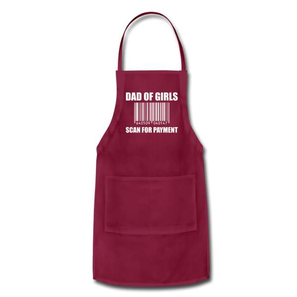 Dad of Girls Scan for Payment Adjustable Apron - burgundy